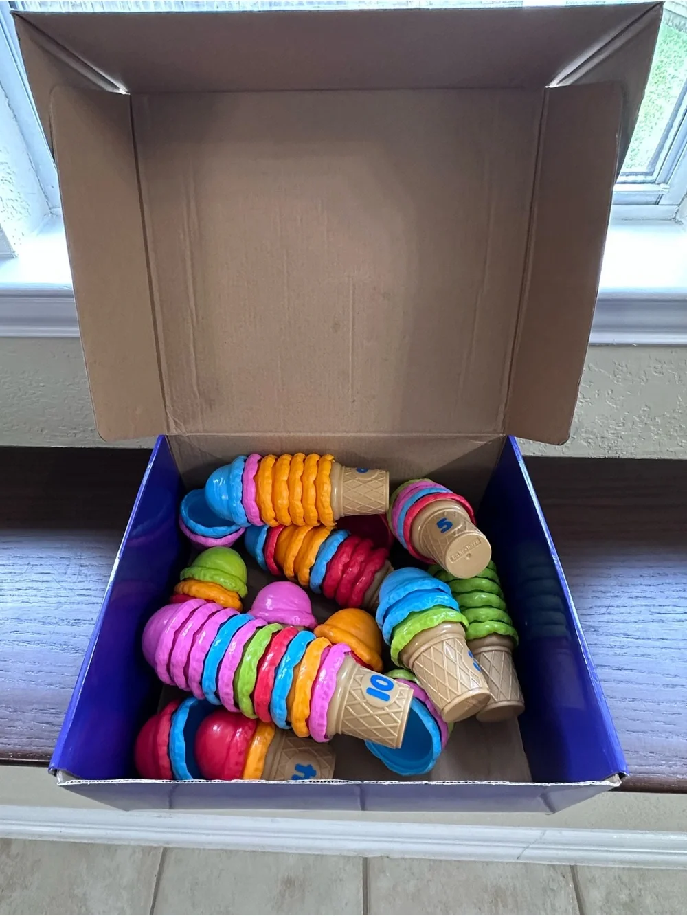 Lakeshore Counting Cones Learning Set - Multicolor Ice Cream Stacking Toy